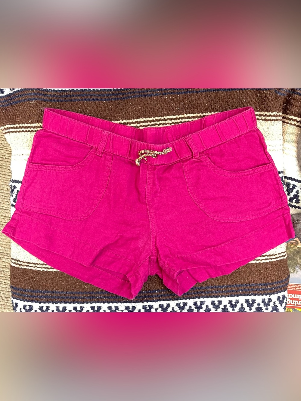 ROXY Light weight Linen Blend Lounge Shorts Comfortable 4 pocket with tie accent
